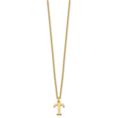 Sterling Silver Gold-plated Cutout Letter T Initial Necklace