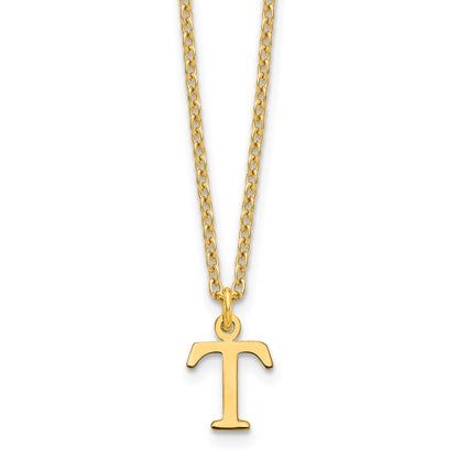 Sterling Silver Gold-plated Cutout Letter T Initial Necklace
