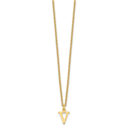 Sterling Silver Gold-plated Cutout Letter V Initial Necklace