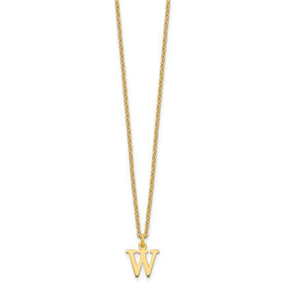 Sterling Silver Gold-plated Cutout Letter W Initial Necklace
