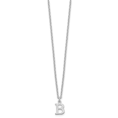 Sterling Silver Rhodium-plated Cutout Letter B Initial Necklace