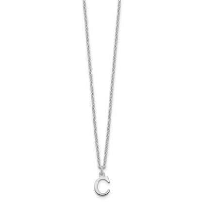Sterling Silver Rhodium-plated Cutout Letter C Initial Necklace