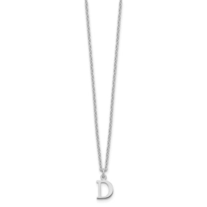 Sterling Silver Rhodium-plated Cutout Letter D Initial Necklace