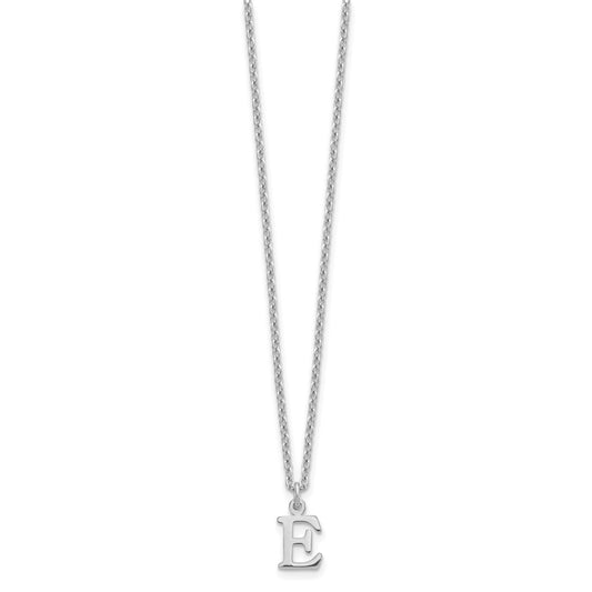 Sterling Silver Rhodium-plated Cutout Letter E Initial Necklace