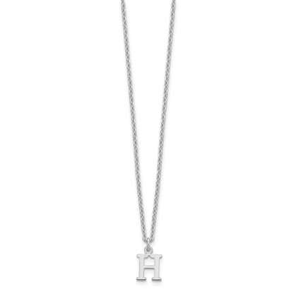 Sterling Silver Rhodium-plated Cutout Letter H Initial Necklace