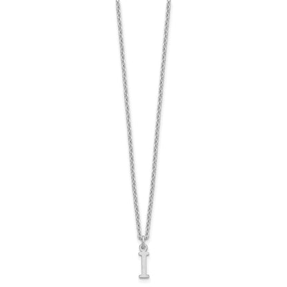Sterling Silver Rhodium-plated Cutout Letter I Initial Necklace