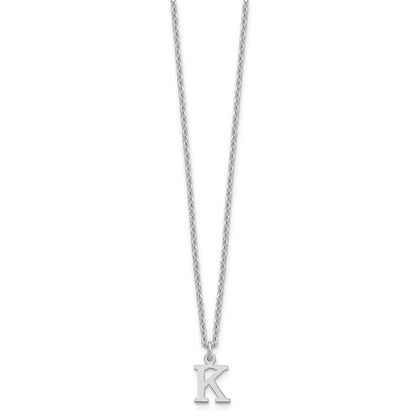 Sterling Silver Rhodium-plated Cutout Letter K Initial Necklace
