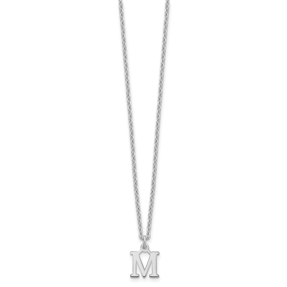 Sterling Silver Rhodium-plated Cutout Letter M Initial Necklace