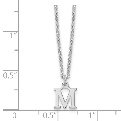 Sterling Silver Rhodium-plated Cutout Letter M Initial Necklace