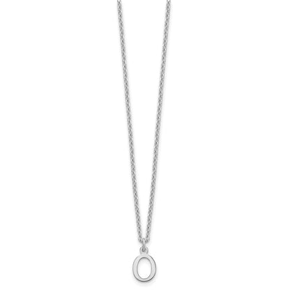 Sterling Silver Rhodium-plated Cutout Letter O Initial Necklace