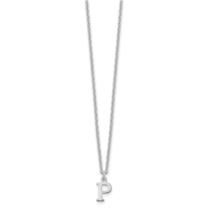 Sterling Silver Rhodium-plated Cutout Letter P Initial Necklace