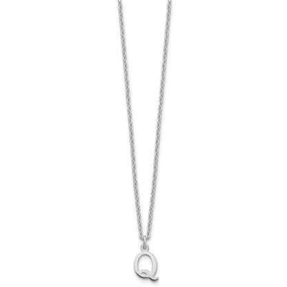 Sterling Silver Rhodium-plated Cutout Letter Q Initial Necklace