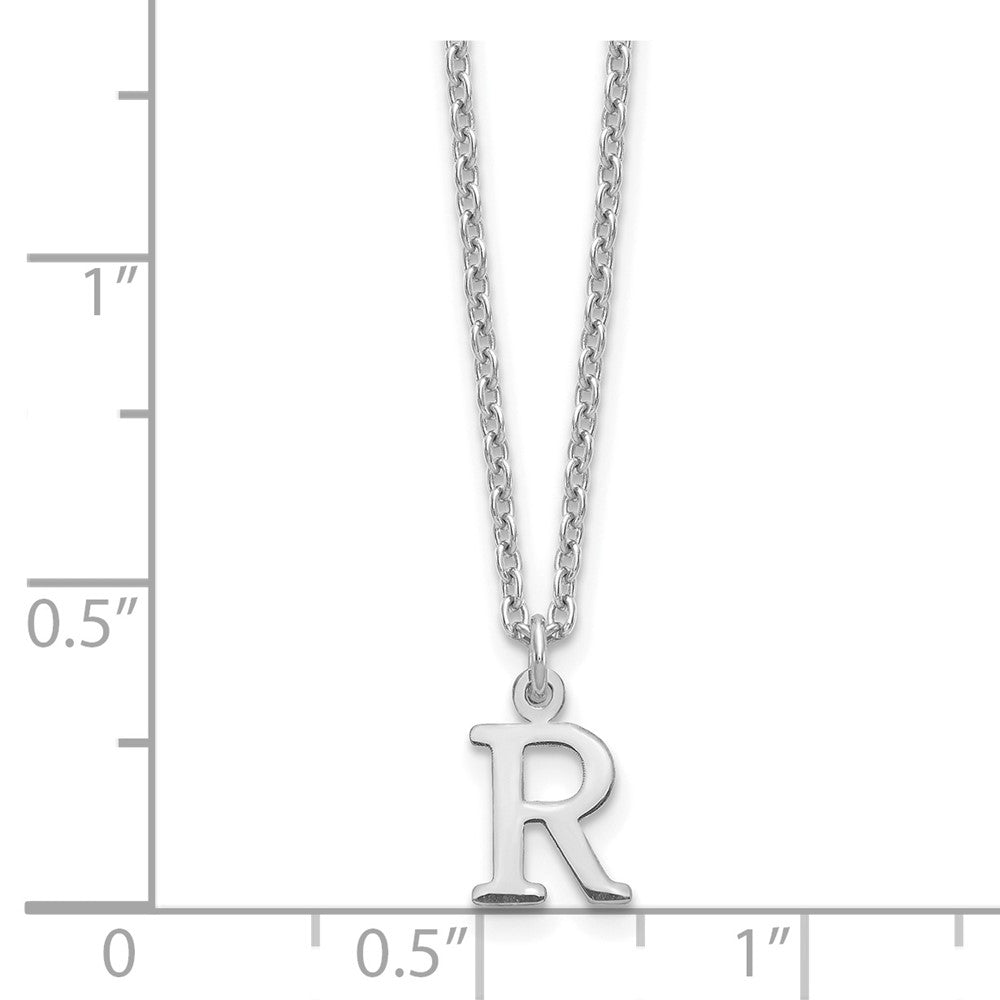 10k White Gold Cut-out Letter R Initial 18 inch Necklace