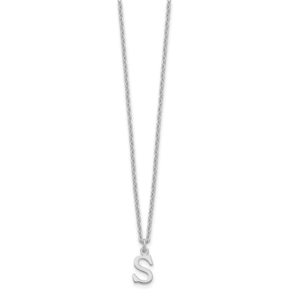 Sterling Silver Rhodium-plated Cutout Letter S Initial Necklace