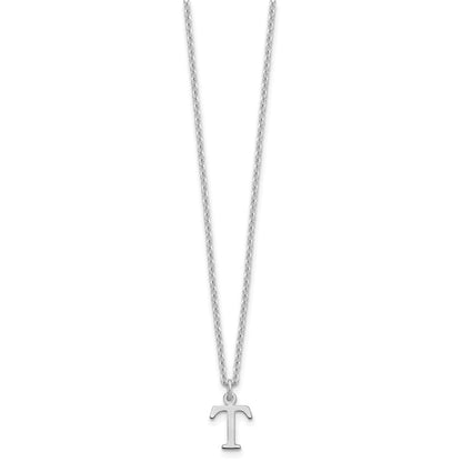 Sterling Silver Rhodium-plated Cutout Letter T Initial Necklace