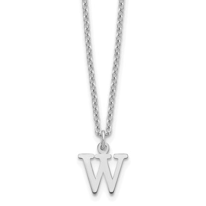 Sterling Silver Rhodium-plated Cutout Letter W Initial Necklace