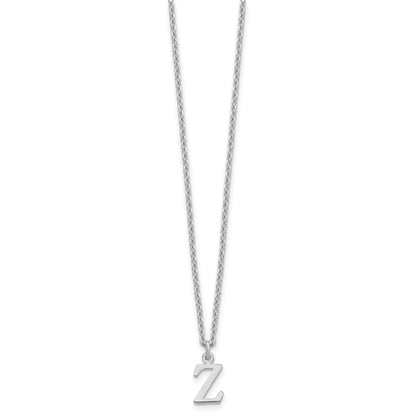 Sterling Silver Rhodium-plated Cutout Letter Z Initial Necklace