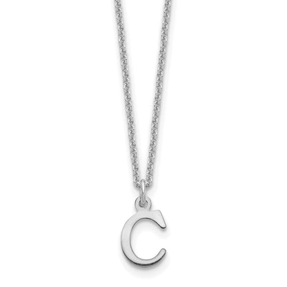 10k White Gold Cut-out Letter C Initial 18 inch Necklace