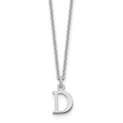 10k White Gold Cut-out Letter D Initial 18 inch Necklace