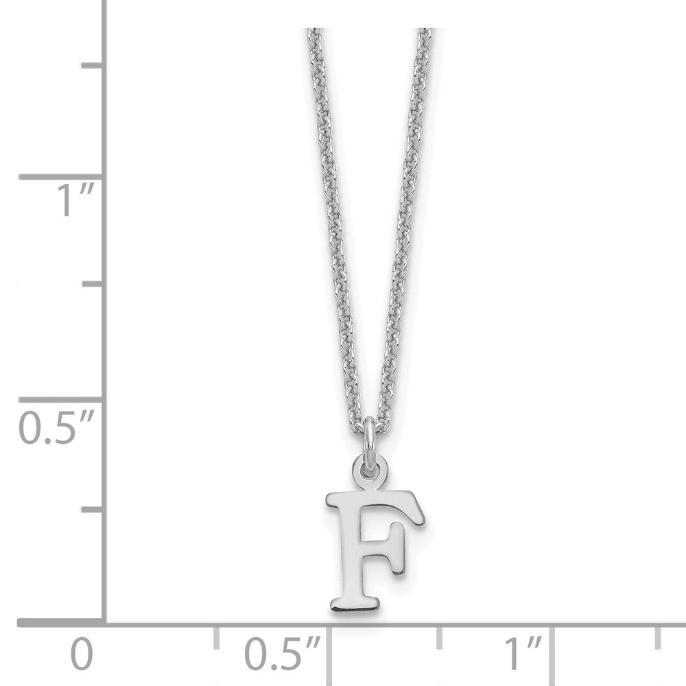10k White Gold Cut-out Letter F Initial 18 inch Necklace