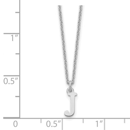 10k White Gold Cut-out Letter J Initial 18 inch Necklace