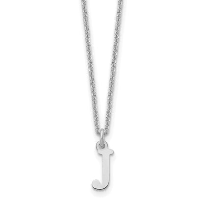 10k White Gold Cut-out Letter J Initial 18 inch Necklace