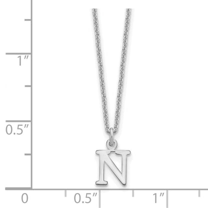 10k White Gold Cut-out Letter N Initial 18 inch Necklace