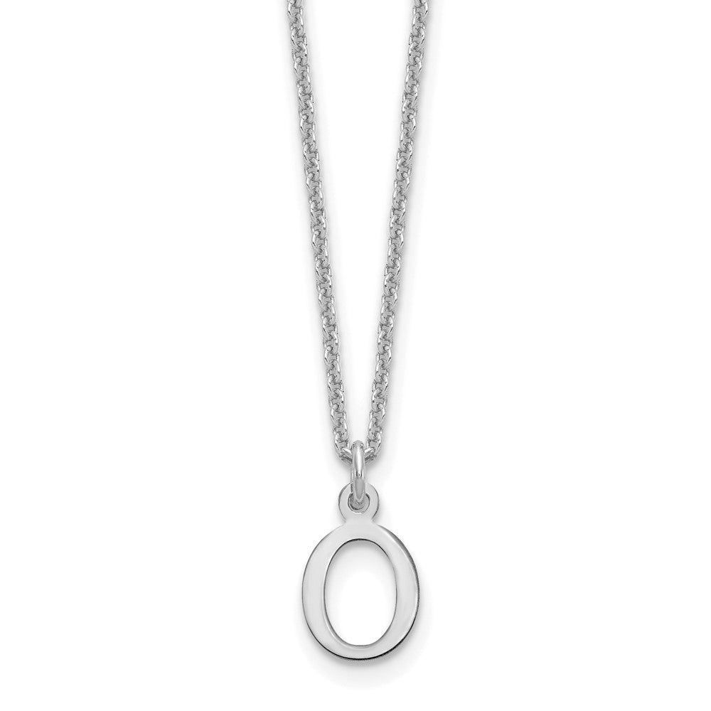10k White Gold Cut-out Letter O Initial 18 inch Necklace