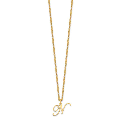 Sterling Silver Gold-plated Letter N Initial Necklace