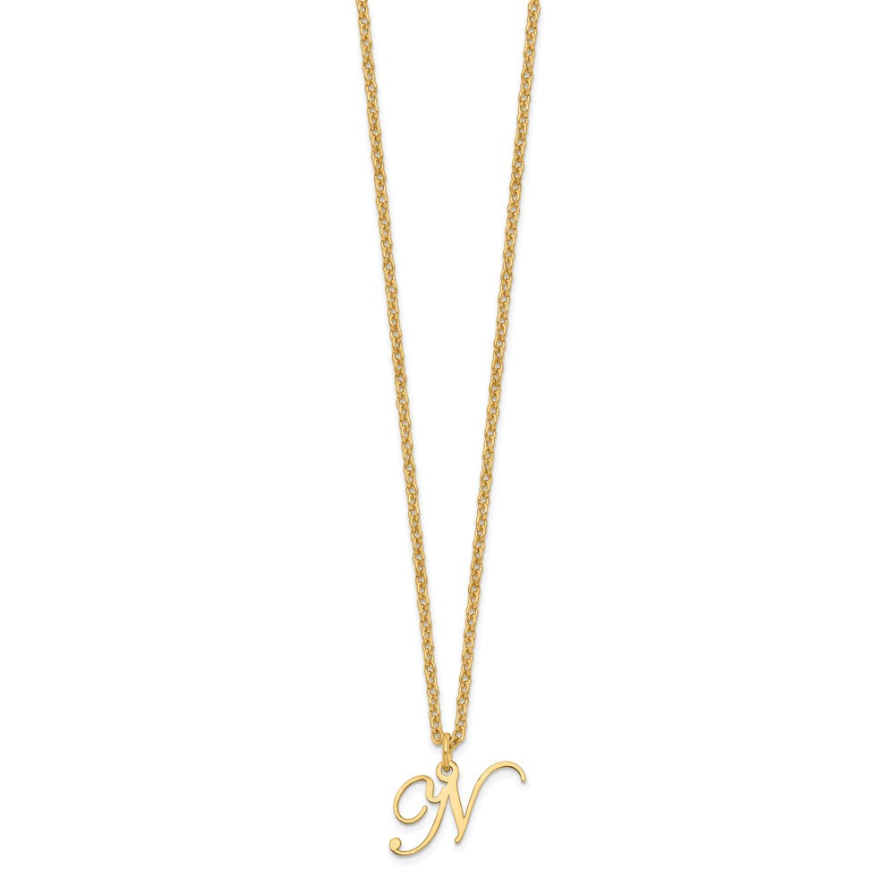 Sterling Silver Gold-plated Letter N Initial Necklace