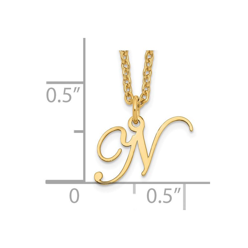 Sterling Silver Gold-plated Letter N Initial Necklace