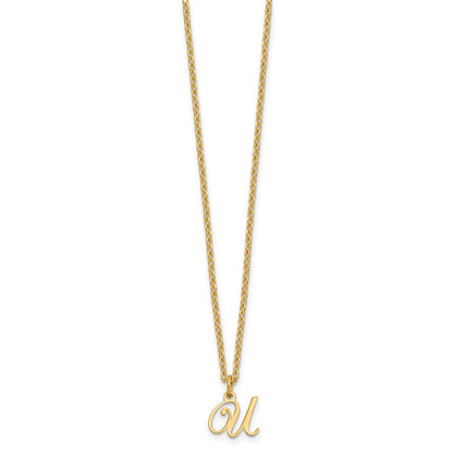 Sterling Silver Gold-plated Letter U Initial Necklace