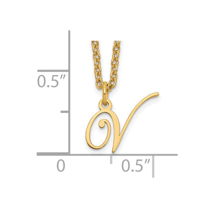 Sterling Silver Gold-plated Letter V Initial Necklace