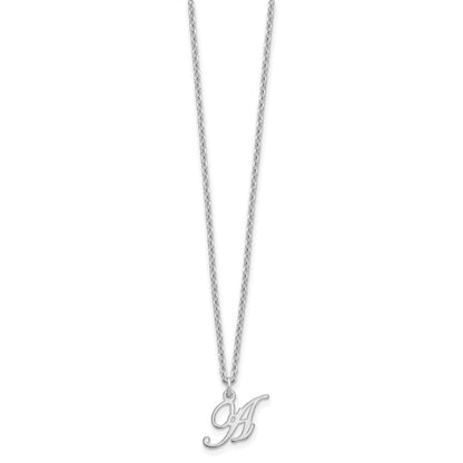 Sterling Silver Rhodium-plated Letter A Initial Necklace