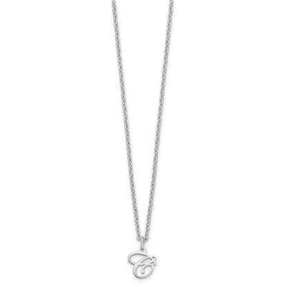 Sterling Silver Rhodium-plated Letter C Initial Necklace