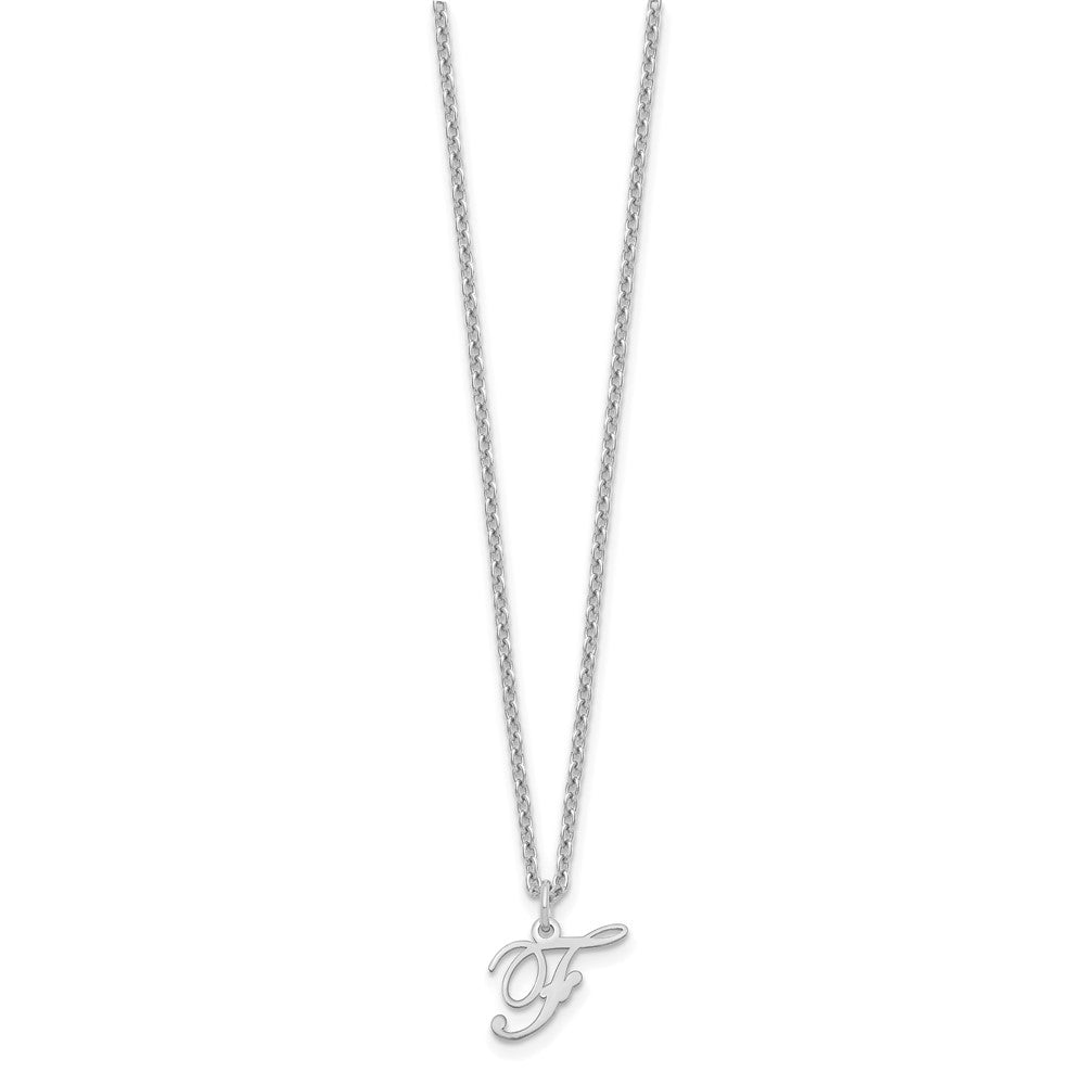 Sterling Silver Rhodium-plated Letter F Initial Necklace