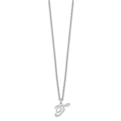 Sterling Silver Rhodium-plated Letter F Initial Necklace