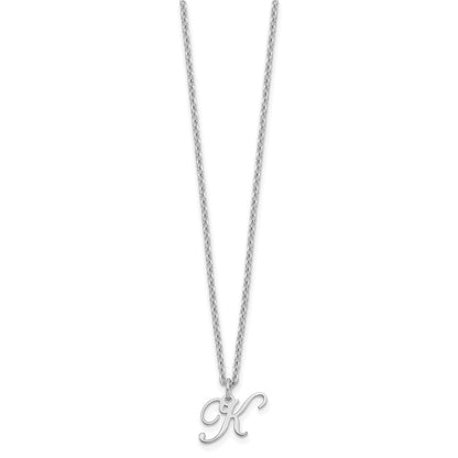 Sterling Silver Rhodium-plated Letter K Initial Necklace