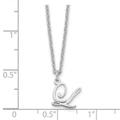 Sterling Silver Rhodium-plated Letter L Initial Necklace