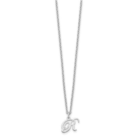 Sterling Silver Rhodium-plated Letter R Initial Necklace