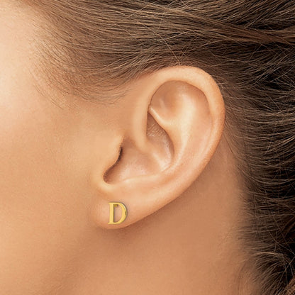 Sterling Silver Gold-plated Letter D Initial Post Earrings