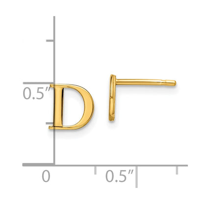 Sterling Silver Gold-plated Letter D Initial Post Earrings