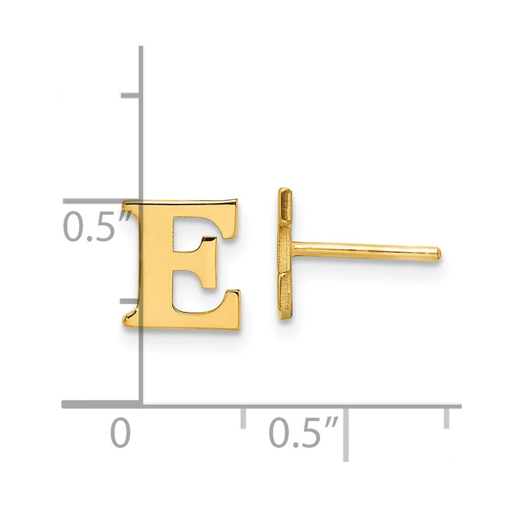 Sterling Silver Gold-plated Letter E Initial Post Earrings