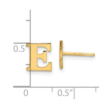 Sterling Silver Gold-plated Letter E Initial Post Earrings