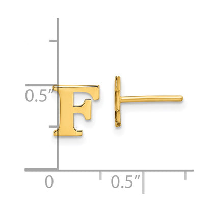 Sterling Silver Gold-plated Letter F Initial Post Earrings
