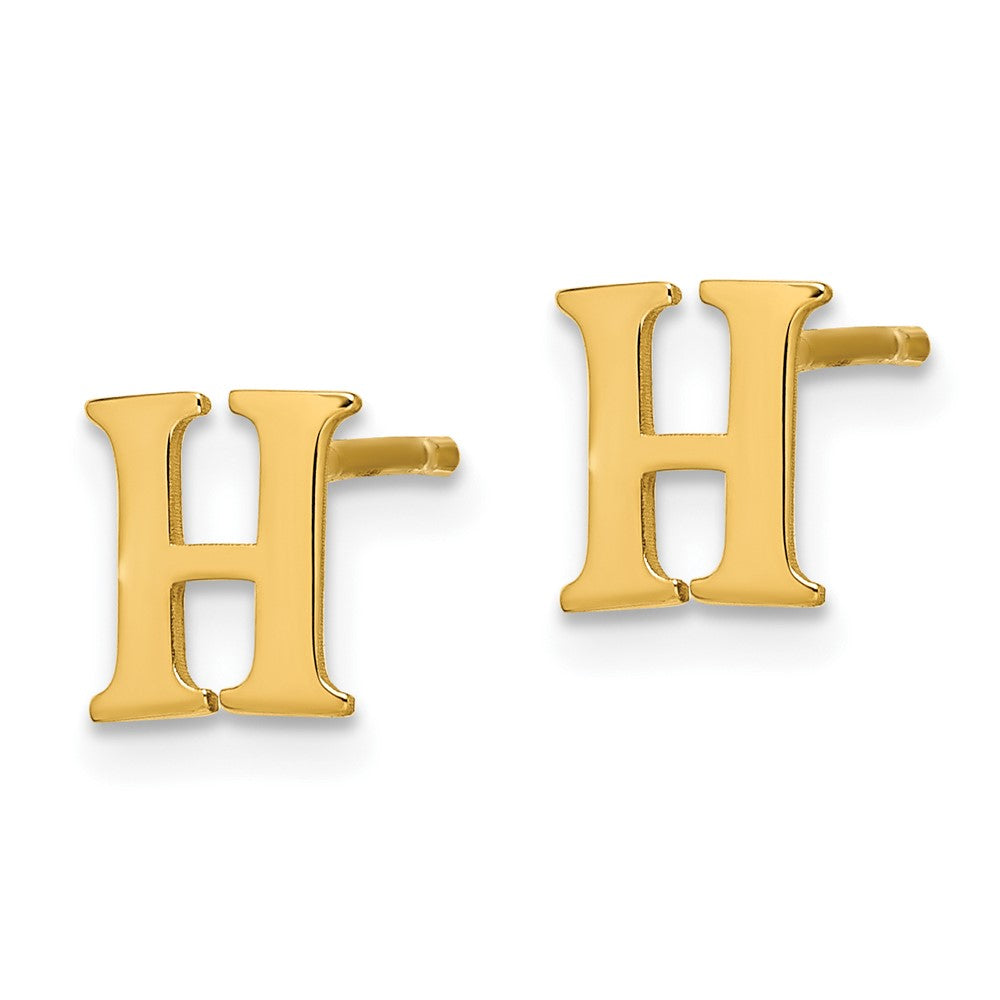 Sterling Silver Gold-plated Letter H Initial Post Earrings