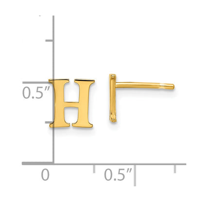 Sterling Silver Gold-plated Letter H Initial Post Earrings