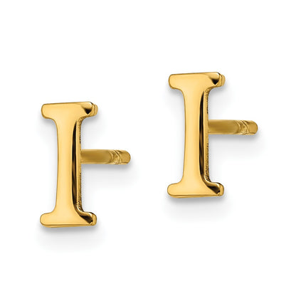 Sterling Silver Gold-plated Letter I Initial Post Earrings