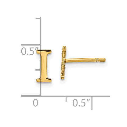 Sterling Silver Gold-plated Letter I Initial Post Earrings