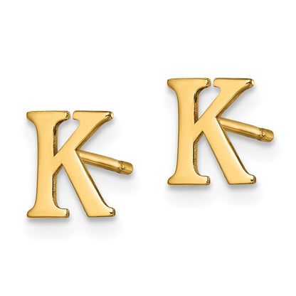 Sterling Silver Gold-plated Letter K Initial Post Earrings